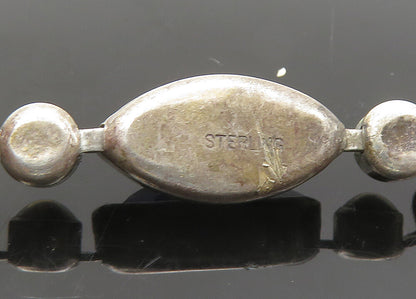925 Sterling Silver  Vintage Marquise Cut Blue Stone Chain Bracelet  BT8478