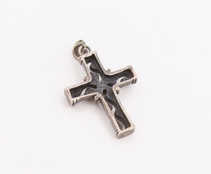 925 Sterling Silver Vintage Pendant Wavy Wire Wrapped Religious Cross  PT25884