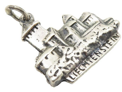 925 Sterling Silver Vintage Liechtenstein City Scene Drop Pendant PT8202