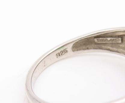 925 Sterling Silver Vintage Ring Elegant Green CZ Statement Band Sz 9.5 RG34681
