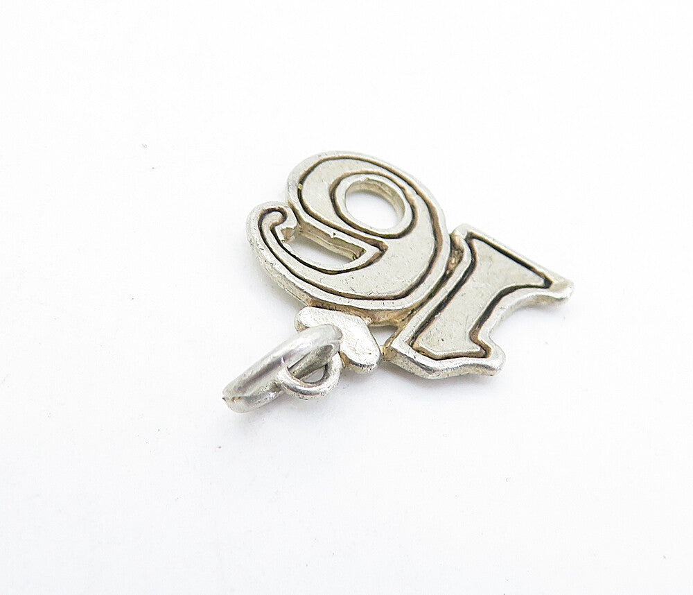 925 Sterling Silver  Vintage Sweet Sixteen Love Heart Drop Pendant  PT4671