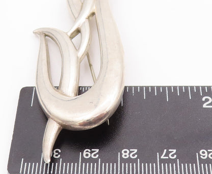 925 Sterling Silver Vintage Brooch Pin Solid Designer Carved Swirls  BP10997