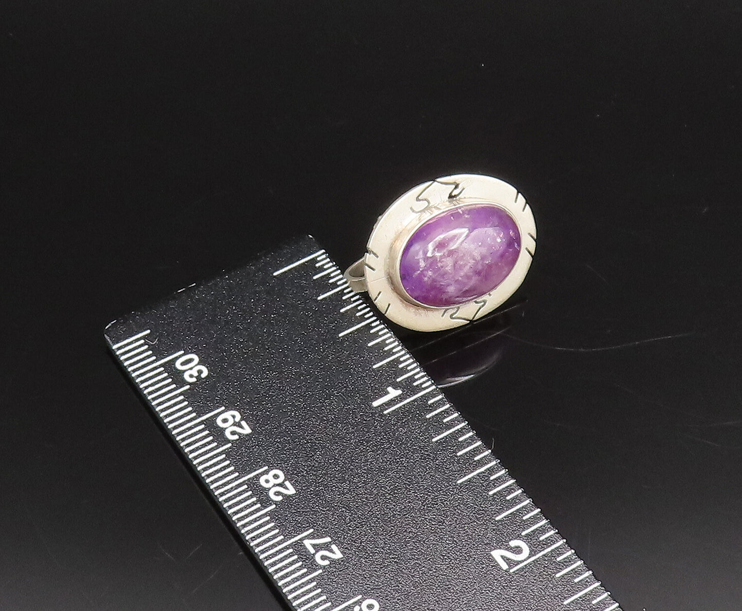 CASTILLO 925 Silver  Vintage Etched Frame Amethyst Screw Back Earrings EG12190