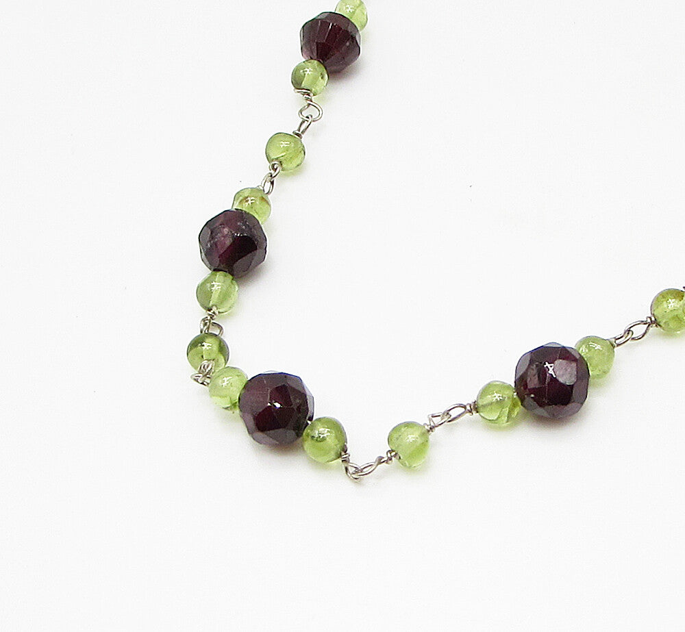 925 Sterling Silver  Beaded Chain Necklace  PT2014