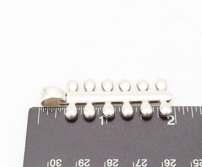 925 Sterling Silver Vintage Pendant ESTELLE Solid Water Droplets Row  PT22581
