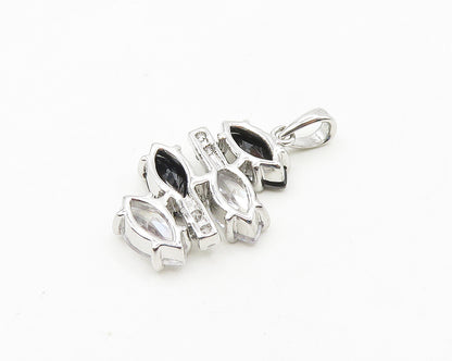 925 Sterling Silver  Marquise Cut Cubic Zirconia & Hematite Pendant  PT14607