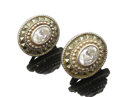 JUDITH JACK 925 Silver  Vintage Cubic Zirconia Non Pierce Earrings  EG9303