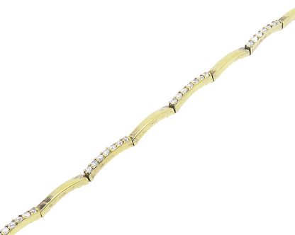 925 Sterling Silver  Shiny White Topaz Gold Plated Bar Chain Bracelet  BT7183