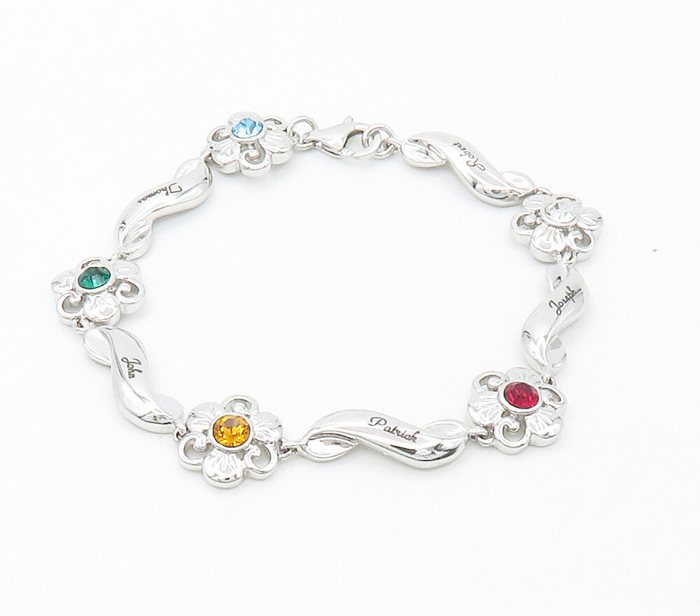 925 Sterling Silver  Cubic Zirconia Citrine & Topaz Chain Bracelet  BT5803