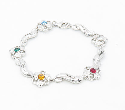 925 Sterling Silver  Cubic Zirconia Citrine & Topaz Chain Bracelet  BT5803