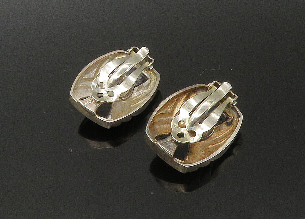 925 Sterling Silver   Vintage Black Onyx Non Pierce Drop Earrings  EG10986