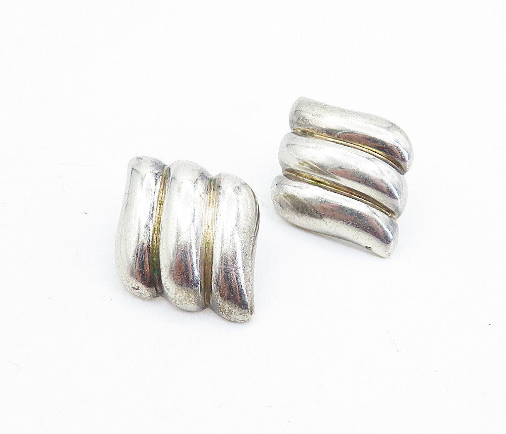 BAYANIHAN 925 Silver & 14K GOLD  Vintage Two Tone Fluted Drop Earrings  EG2900