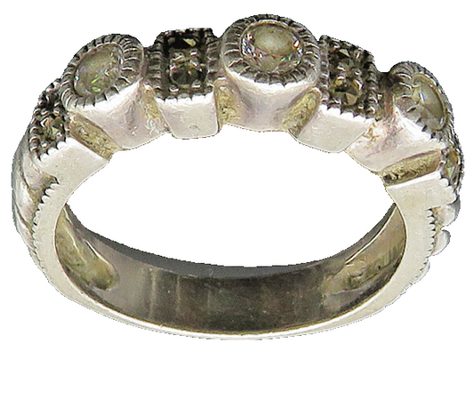 JUDITH JACK 925 Silver  Vintage Cubic Zirconia & Marcasite Ring Sz 7  RG21623