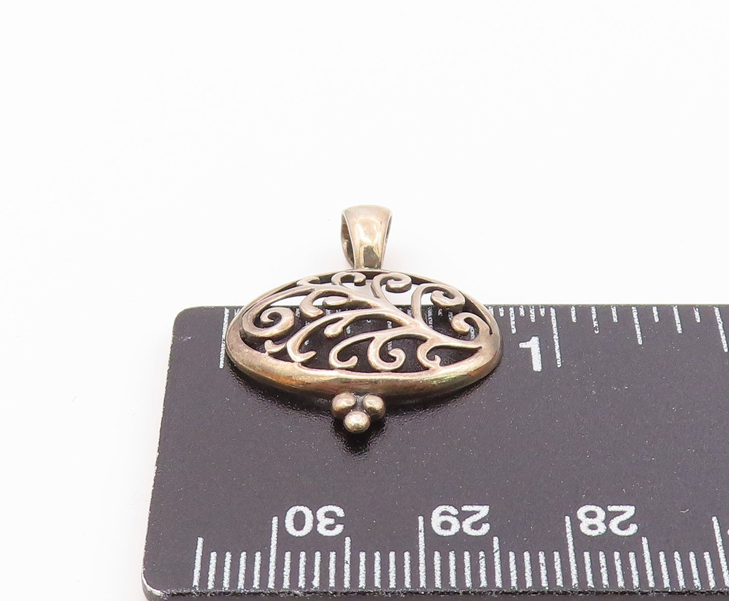 925 Sterling Silver  Vintage Openwork Vine Cutout Drop Pendant  PT21413