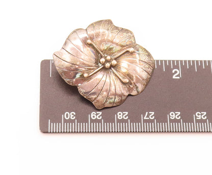 CAROL FELLEY 925 Sterling Silver Vintage 4 Petal Cutout Floral Earrings EG12467