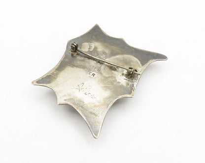 ALICE 925 Sterling Silver  Vintage Cabochon Cut Blue Agate Brooch Pin  BP5181