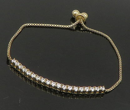 Gold Over 925 Silver  Cubic Zirconia Adjustable Child Box Chain Bracelet BT1098