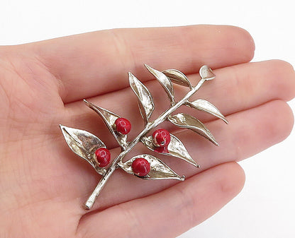 925 Sterling Silver  Vintage Enamel Coated Floral Leaf Vine Trinket  TR1251