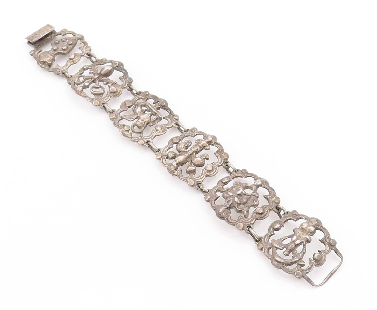 925 Sterling Silver Vintage Bracelet Antique Brutalist Egyptian Design  BT11209
