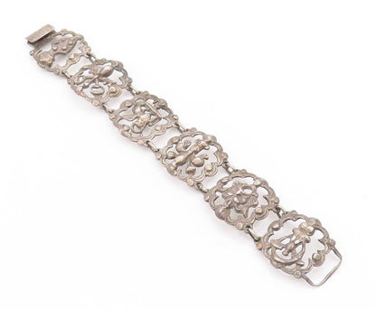 925 Sterling Silver Vintage Bracelet Antique Brutalist Egyptian Design  BT11209