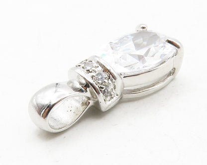 925 Sterling Silver  Sparkling Faceted Cubic Zirconia Drop Pendant  PT9991