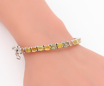 925 Sterling Silver Vintage Bracelet Oval Cut Real Gemstone Bangle  BT11532