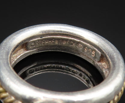 STEPHEN DWECK 925 Silver  Vintage Two Tone Rope Twist Charm Ring Sz 6  RG24879