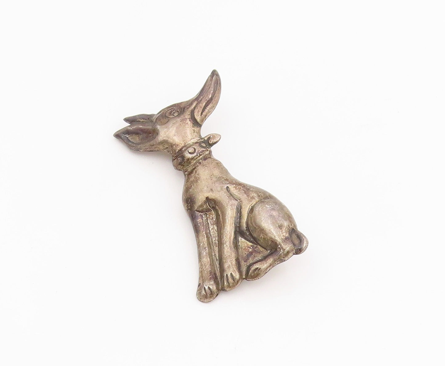 925 Sterling Silver Vintage Brooch Solid Greyhound Dog Figurine Charm  BP12162