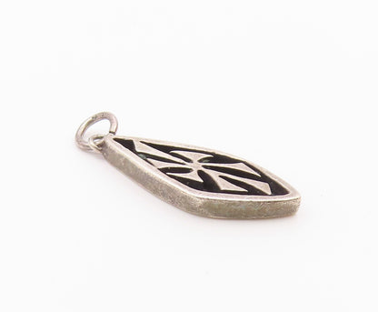 925 Sterling Silver  Vintage Oxidized Two Tone Design Drop Pendant  PT16330