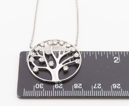 925 Sterling Silver  Vintage Cubic Zirconia Tree Of Life Chain Necklace NE3420