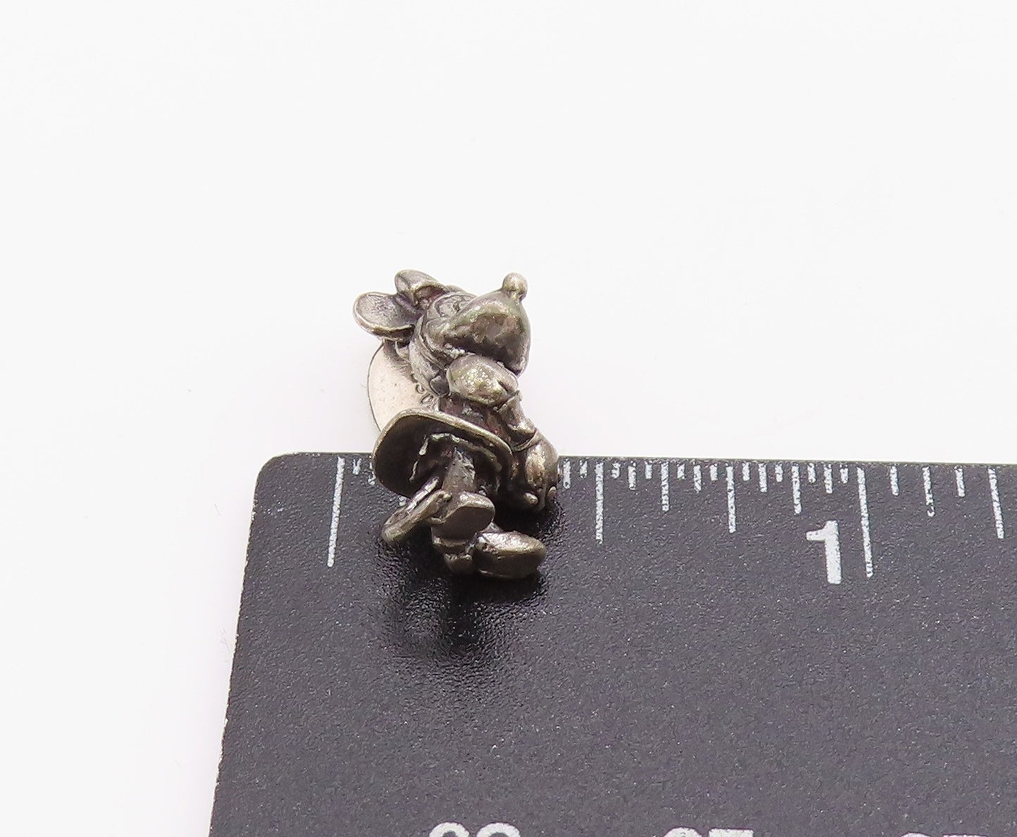 925 Sterling Silver Vintage Pendant DISNEY Dark Tone 3D Mini Mouse Charm PT24549