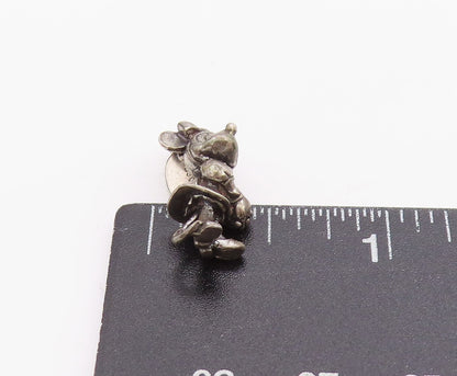 925 Sterling Silver Vintage Pendant DISNEY Dark Tone 3D Mini Mouse Charm PT24549
