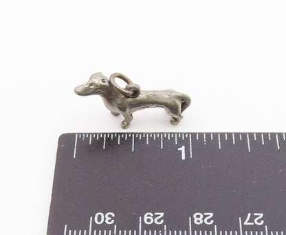 925 Sterling Silver  Vintage Dark Tone Weiner Dog Animal Pendant  PT18674