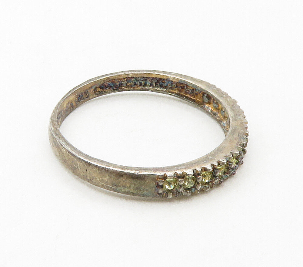 AVON 925 Silver  Vintage Yellow Topaz Dark Tone Band Ring Sz 9.5  RG16698