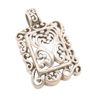 925 Sterling Silver Vintage Pendant Swirly Floral Open Scrollwork Charm  PT25806
