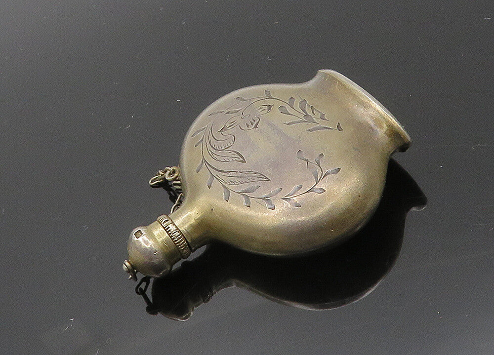 RUSSIA 925 Silver  Vintage Antique Floral Vine Etched Bottle (OPENS)  TR2889