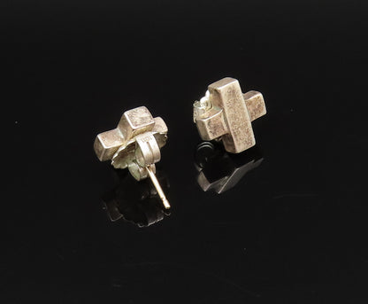 14K GOLD & 925 Silver  Vintage Fashion Minimalist X Stud Earrings  EG11968