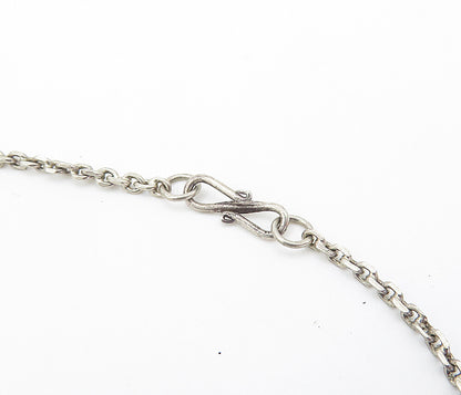 925 Sterling Silver & 18K GOLD  Vintage 2 Tone Pattern Chain Necklace  NE1332