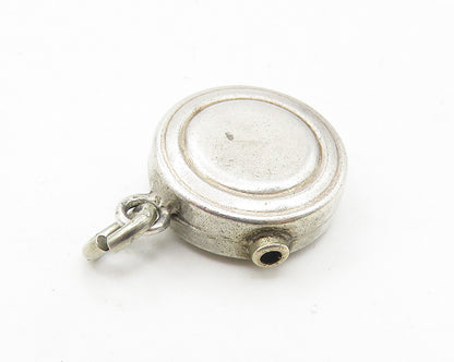 925 Sterling Silver  Vintage Petite Hollow Round Drop Pendant  PT7943