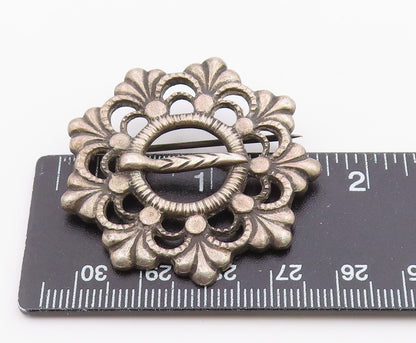 AKSEL HOLMSEN NORWAY 925 Silver  Vintage Antique Round Open Brooch Pin  BP8168