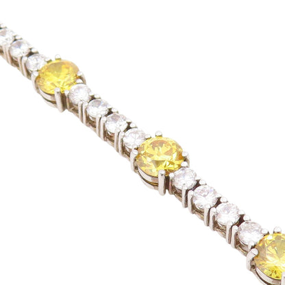 925 Sterling Silver Vintage Bracelet Round CZ Geometric Tennis Chain  BT11609