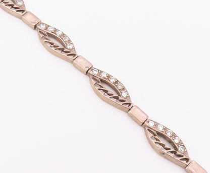 925 Sterling Silver  Vintage Topaz Cutout Detail Hinge Chain Bracelet  BT7724
