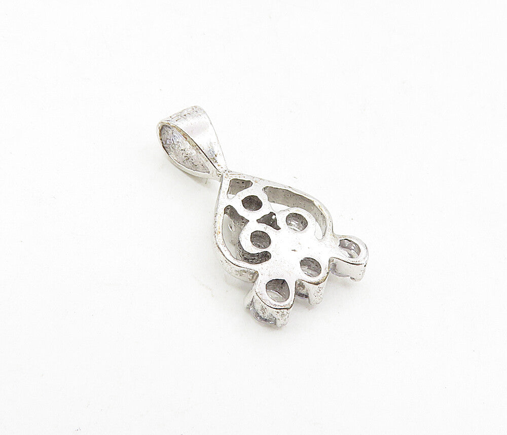 925 Sterling Silver  Vintage Sparkling Cubic Zirconia Heart Pendant  PT6447