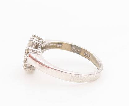 925 Sterling Silver Vintage Ring CZ Elegant Open Love Heart Band  Sz 7  RG35363