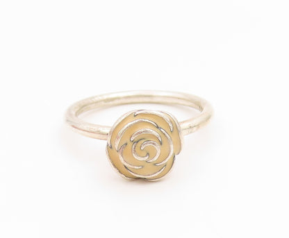 925 Sterling Silver Vintage Ring PANDORA Elegant Enamel Rose Band  Sz 7  RG36113