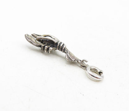 925 Sterling Silver  Vintage Petite Dark Tone Lobster Motif Pendant  PT6979