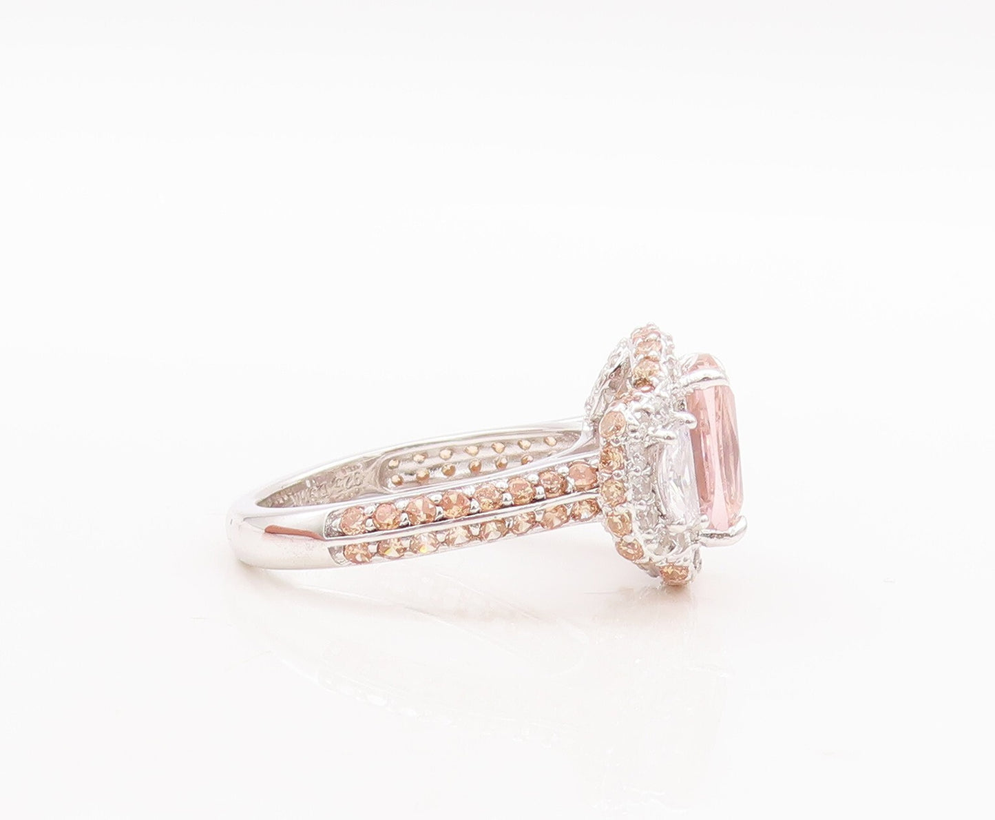 925 Sterling Silver Vintage Ring Rectangle Shape Three Tone CZ  Sz 7  RG29590