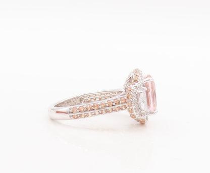 925 Sterling Silver Vintage Ring Rectangle Shape Three Tone CZ  Sz 7  RG29590