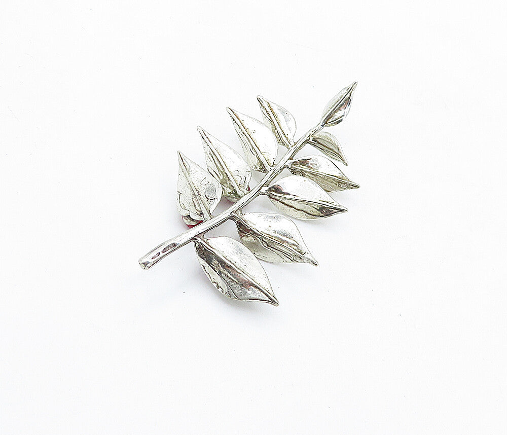 925 Sterling Silver  Vintage Enamel Coated Floral Leaf Vine Trinket  TR1251