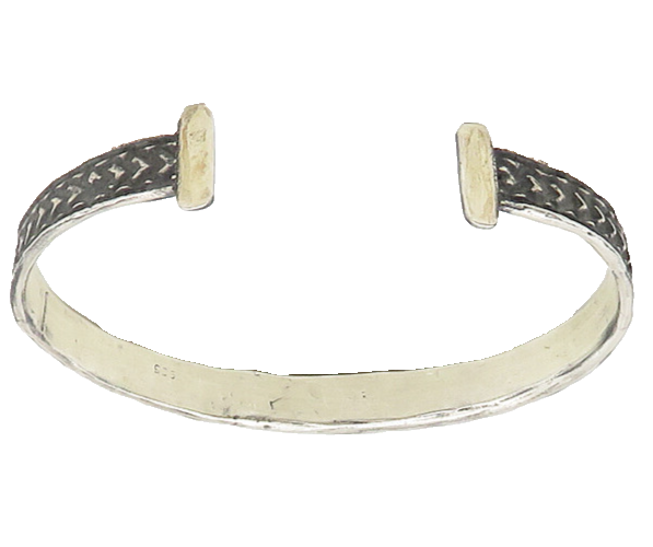 925 Sterling Silver  Vintage Dark Tone Arrow Pattern Cuff Bracelet  BT6760